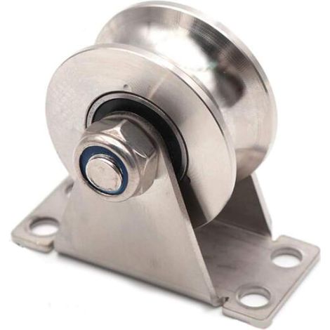 Roulements à rouleaux 304 inox 5,1 cm pour portail coulissant, rainures U, poulie robuste rail roue, charge 299,4 kg (1/5)