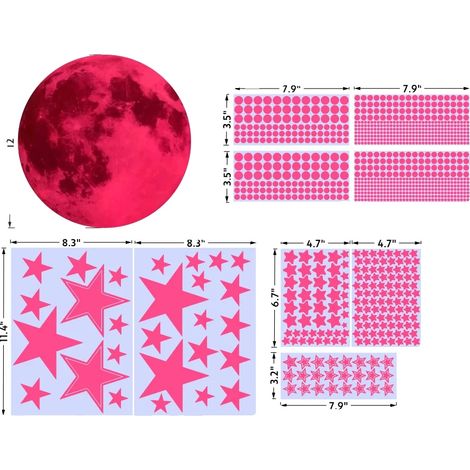 Pegatinas luminosas, diseño celestial 3D, fáciles de aplicar, rosa claro-1 (1/2)