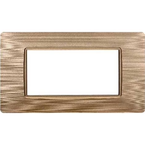 Plaque compatibles Vimar Plana 4 modules plastique couleur or satiné Ettroit EV85411