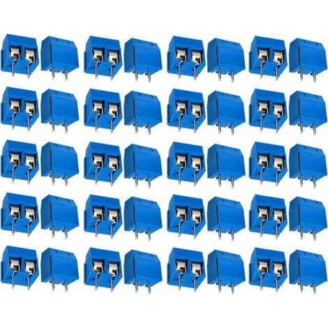110 Pièces PCB Vis Connecteur, Bornier à Souder Bleu 5mm, Bornier à Vis de PCB Circuit Imprimé 2 Broches (Pin) (1/5)
