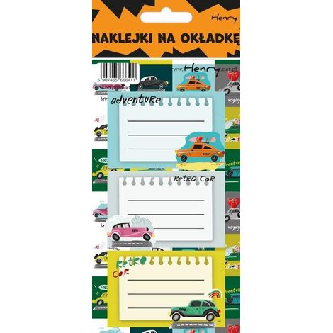 Autocollants pour cahier - Voitures (12 pièces)