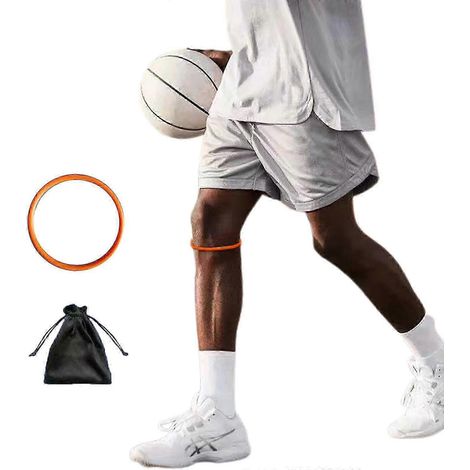 Lot de 2 sangles de soutien élastiques pour genoux, compatibles avec le basketball, la course à pied et le fitness. Bande stabilisatrice en silicone avec protection rotulienne. (1/5)
