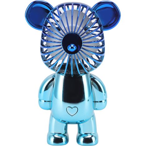 Ventilateur électrique portable à main, motif ours mignon, rechargeable par USB, idéal pour le bureau, la chambre et le coin lecture (format A3). (1/5)