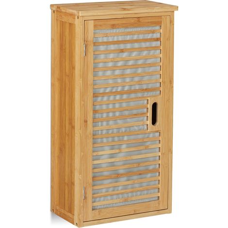 Armadio murale rettangolare regolabile da bagno 65 x 30 x 20 cm in bambù naturale 130008389
