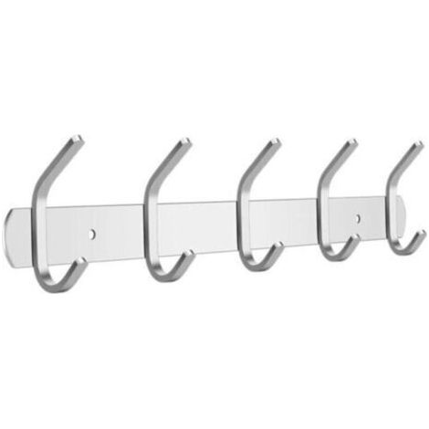 Brushed Design Wall Mounted Coat Rack (5 Hooks) - SUS 304 Stainless Steel Wall Hooks, for Jackets, Clothes, Hats, Belts, Keys (1/4)