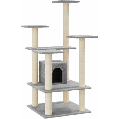 Maison Exclusive - Albero per Gatti con Tiragraffi in Sisal Grigio Chiaro 110 cm (1/5)