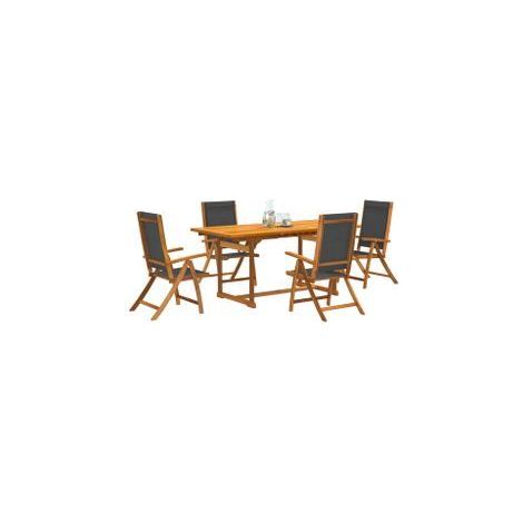 Ensemble à manger de jardin 5pcs bois d'acacia solide textilène (1/5)