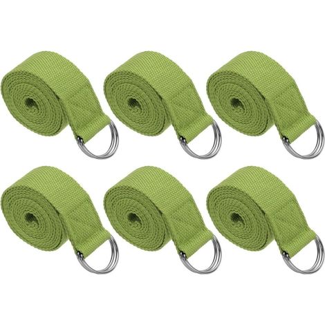 Yogagurte 6 Stück 180 x 3,8 cm aus Baumwolle mit D-Ring braun – Stretchbänder – Yoga- und Pilateszubehör (1/5)