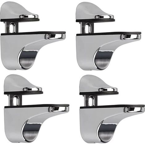 BelleRise - Support D'étagère en Verre Réglable, Pince en Verre à Fixation Murale, 4 Pcs (1/4)