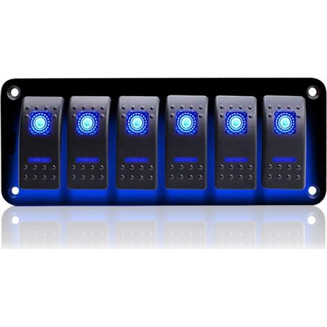 6 Gang Panneau de Commutateur à Bascule Interrupteur à Bascule Panneau Tableau Electrique Bateau Voiture Etanche 12V/24V LED Camion Remorque Camping-car SUV (1/5)