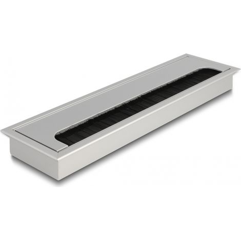 Delock Pasacables para montaje en mesa con cepillo 280 x 80 x 28 mm plata
