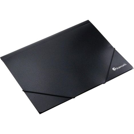 Carpeta PP tamaño A4 con banda elástica, color negro.