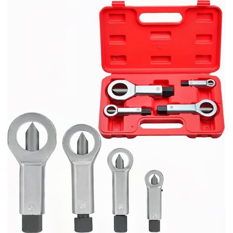 Casse Ecrou Voiture 4 pièces À toute épreuve Extracteur Ecrou Séparateur de Boulons pour Enlever les écrous Cassés et Endommagés (9-12 mm 12-16 mm 16-22 mm 22-27 mm) (1/5)