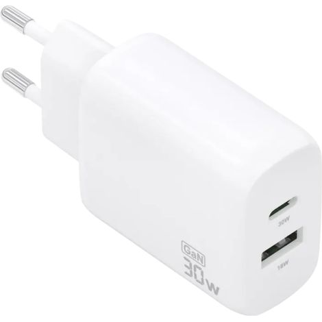 Aisens GaN A110-0923 30 W USB-C + USB-A Branco - Carregador de parede