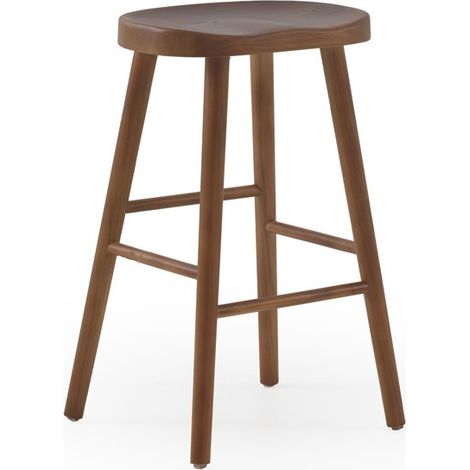 Ensemble de 2 tabourets en bois couleur noyer (1/5)