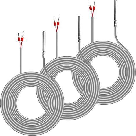 Lot de 3 sondes de température PT1000 étanches avec PVC de 3 m, capteur de température étanche, capteur de température en acier inoxydable, câble en PVC pour applications industrielles et domestiques (1/5)