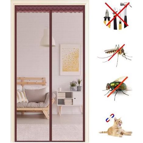 TAISHENGDA Zanzariera magnetica per porte e finestre 90 x 195 cm, autoadesiva, zanzariera a maglia fine, tenda di protezione antizanzare magnetica con chiusura automatica, non richiede foratura, per p (1/5)
