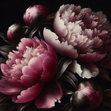 Papier peint panoramique - Pivoines - 130 cm x 130 cm (1/2)