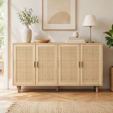 158 cm Aufbewahrungsmöbel mit 4 Türen aus Natur-Rattan HAVRYA (1/5)