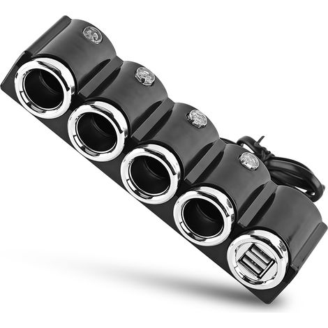 Adaptateur allume-cigare voiture 4 ports USB 12V/24V, chargeur multiprise prise secteur, DC 12V/24V (1/5)