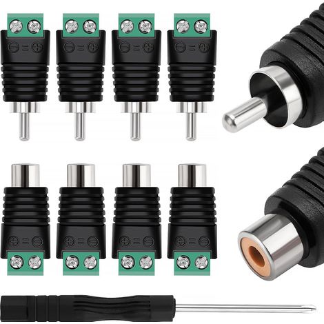4 Paires RCA Connecteur Kit, RCA Fiche Mâle (1/5)