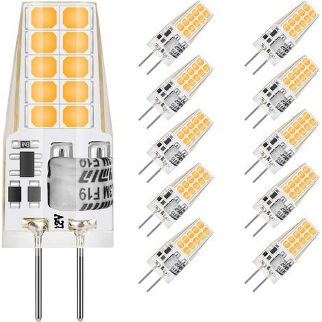 TAISHENGDA-G4 LED 3W 12V AC/DC Ampoules, G4 3W led Équivalent 30W Ampoule Halogène, Blanc Chaud 3000K,Non Dimmable, Lot de 10 (1/5)