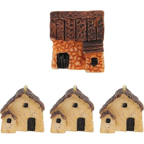 pièces de maisons miniatures en pierre pour jardinage et aménagement paysager, mini-villages, cabanes en chaume, accessoires pour bonsaï, terrariums et décorations de bureau.-2.00X2.00X1.50CM (1/4)