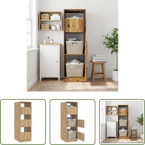 Rangement salle de bain - Armoire à Laver avec stockage Chêne artisanal Bois d'ingénierie (1/5)