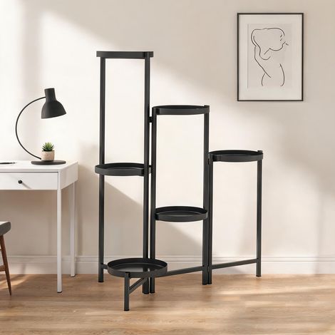 Étagère à plantes métallique noire 6 niveaux 60 x 40 x 80 cm (1/5)