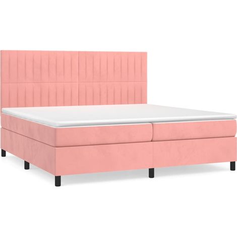 Maison Exclusive - Cama box spring con colchón terciopelo rosa 20