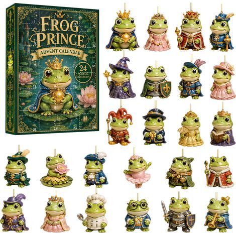 Überraschungsbox mit Cartoon-Frosch, lustiges Geschenk mit Weihnachtscountdown (24 Tage), Weihnachtsbaumschmuck (1/5)