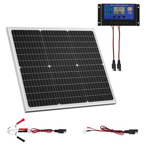 Solarpanel 12V Monokristallines Solarpanel-Kit, 50W, für Mono-Solarmodule mit verbessertem MPPT-Controller, für Auto, Boot, RV, Anhänger, Flachdach (Halterung nicht im Lieferumfang enthalten) (1/5)