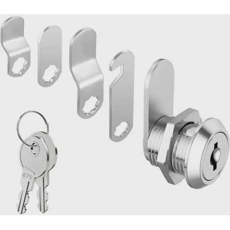 Cylindre 16 mm Serrure de Sécurité pour Boîte Aux Lettres avec 5 Plaques de Serrure Différentes et 2 Clés, Serrure de Came D'armoire, Casier