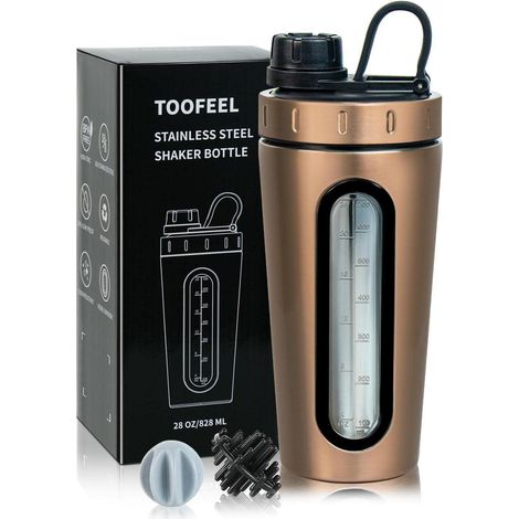 TOOFEEL Edelstahl Shaker Flasche 28 oz Metall Protein-Shaker Becher 2 (1/5)