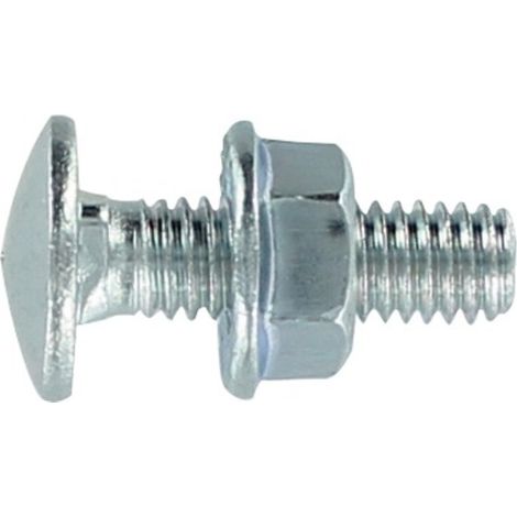 Boulon japy - RAM - Tête ronde collet carré - TRCC - Acier zingué - 6 x 12 mm - Filetage total - Boîte de 100