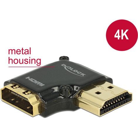 Adapter hdmi-a stecker  buchse 90Â° rechts gewinkelt 4k metallgehÃ¤use premium delock