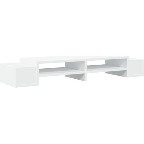 Mesa de escritorio con soporte para monitor y almacenamiento de madera de ingeniería blanca 020044922