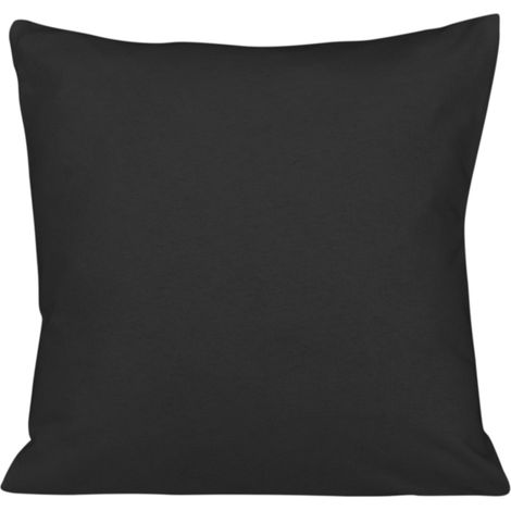 Funda de almohada de 40x40 cm de punto de algodón jersey, negra, con cremallera. (1/3)