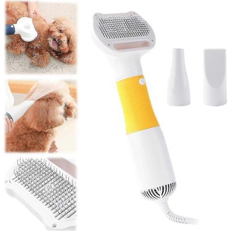 Sèche-cheveux 3 en 1 avec brosse autonettoyante et 2 embouts. Convient au toilettage des chiens et des chiots. 3 niveaux de puissance. (1/5)