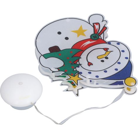 Suspension LED sapin de Noël ventouse décoration vitrine bonhomme de neige lumineux guirlande scintillante petit modèle (sans piles) (1/5)