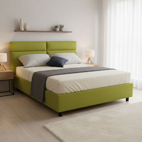 Ator Doppelbett, Abziehbarer Bezug, Stauraum, Made in Italy, Matratze 160x200 cm, Grün (1/5)