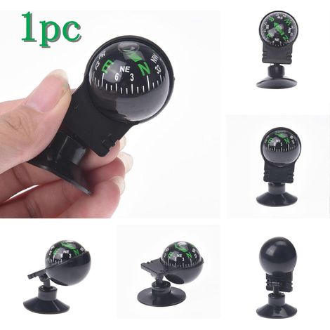 Boussole de poche à ventouse noire 360° pour voitures, camions et bateaux, support de tableau de bord de haute qualité