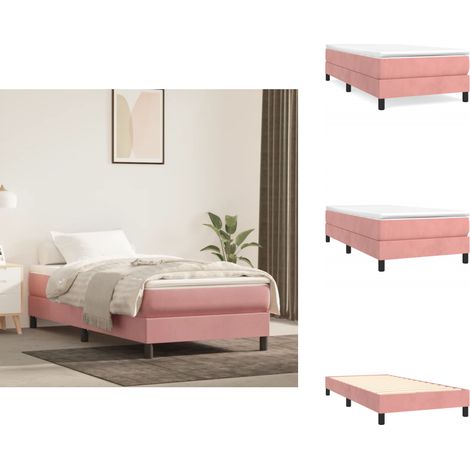 Cadre de lit sans matelas rose 90x200 cm velours - Cadre De Lit - Lit Double - Lit Rose - Lit Velours - Meuble Chambre (1/5)