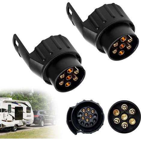 Adattatore presa per rimorchio per gancio di traino da 2 pezzi da 7 pin a 13 pin, connettore convertitore presa per rimorchio impermeabile 12V, per camper, camper, barca (1/5)