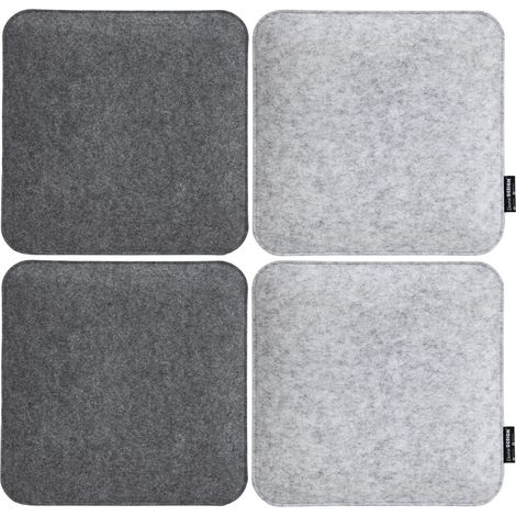 4 Filz Sitzkissen Eckig 35x35x3cm Stuhlkissen Set Wende Sitzauflage Weich Grau (1/5)