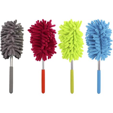 Duster Brosse à poussière extensible lavable à la main Microfibre lavable télescopique Épaissir Manche télescopique en acier inoxydable avec manche télescopique Balai à poussière-Fei Yu (1/5)