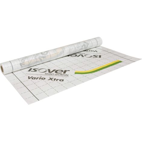 Isover – Rouleau d'étanchéité hygro-régulant pré-adhésivé 60m² – Résistance à la déchirure – Pour murs intérieurs et combles aménagés