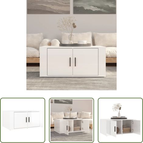 Holzwerkstoff Couchtisch - Couchtisch Hochglanz-Weiß 80x50x36 cm Holzwerkstoff (1/5)