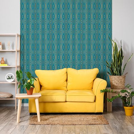 Papier peint intissé pré-encollé - SCANDINAVE BLEU CANARD LOSANGES - 1 rouleau de 300x60cm (1/5)