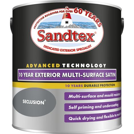 Sandtex 10 Year Exterior Multi Surface Satin - Seclusion - 2.5L
